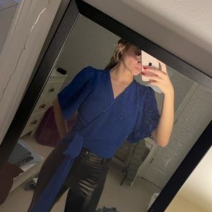 Blue Wrap Top